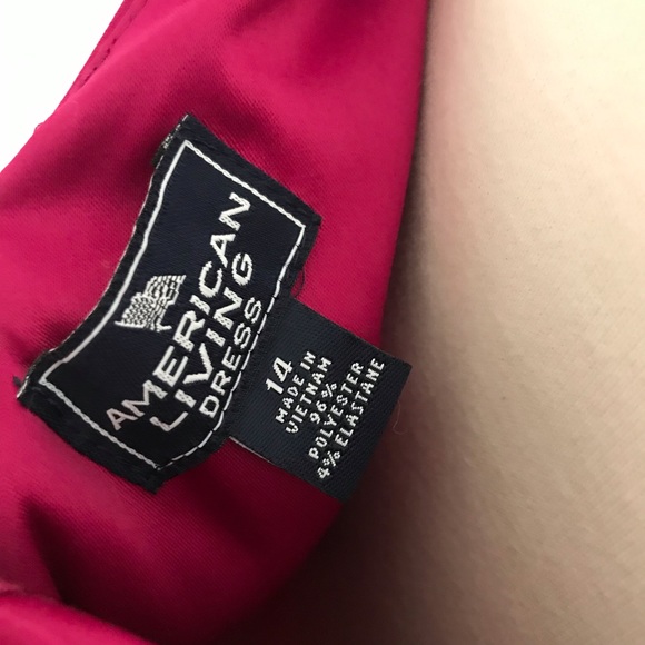 Magenta Strapless Layered Sheath Dress Size 14 - Picture 7 of 7